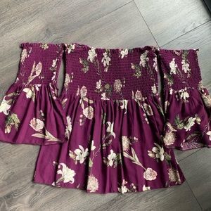 Off The Shoulder Floral Printed Blouse